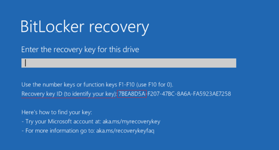enter the recovery key to unlock bitlocker