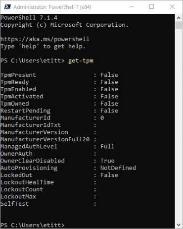 enter tpm prompt on powershell