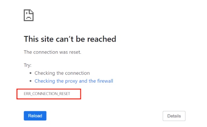 Fehlermeldung ERR_CONNECTION_RESET im Browser