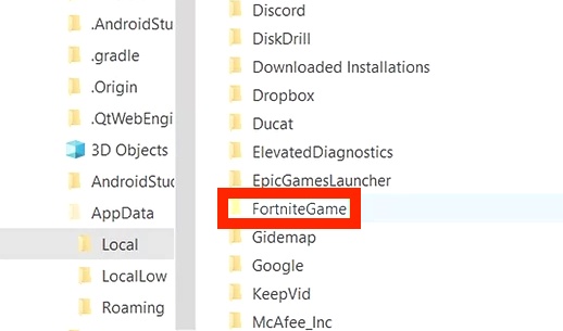 find fortinite game folder