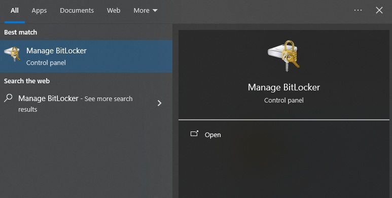 find manage bitlocker feature