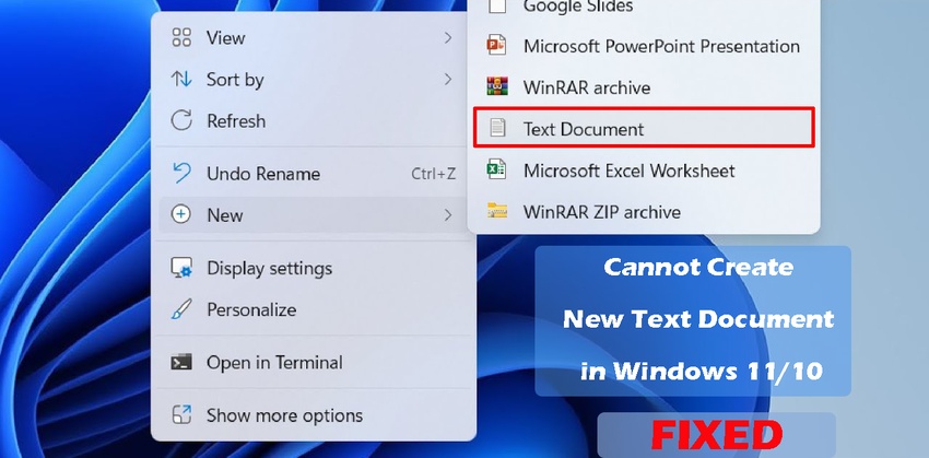 fix cannot create new text document windows 11