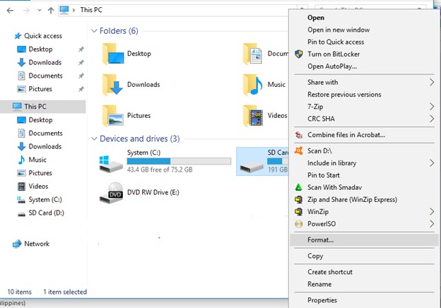 format in file explorer