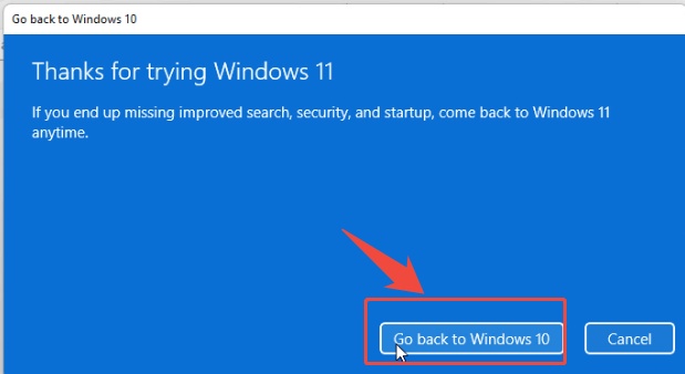 go back to windows 10