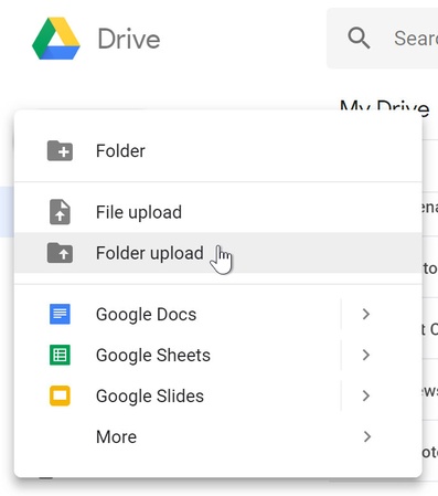 archivo de carpeta de carga de Google Drive