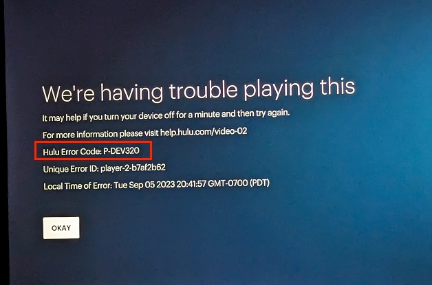 hulu error code p-dev320