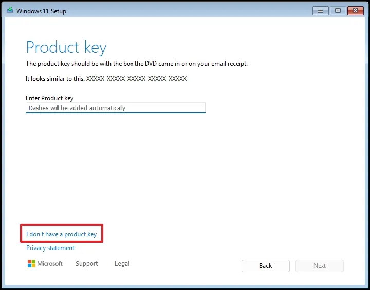 kein product key vorhanden