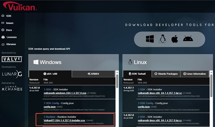 install vulkan runtime