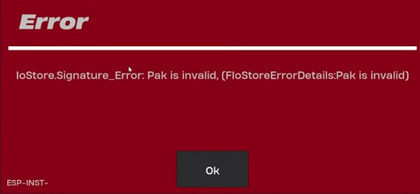 iostore signature error fortnite