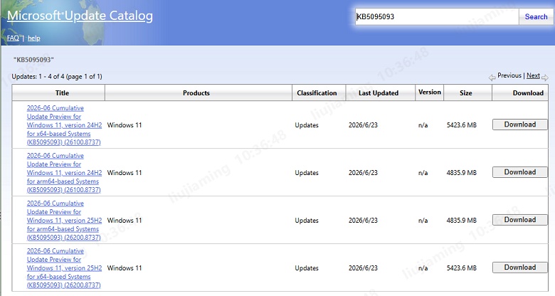 kb5095093 in catalog