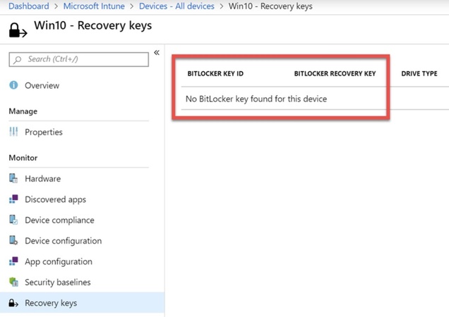 Azure AD를 통해 BitLocker 복구 키 검색