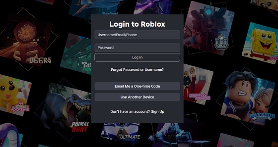 log in roblox via official app