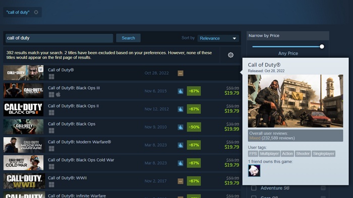 look for call of duty