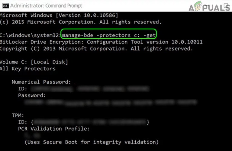 manage bde protectors c get command prompt