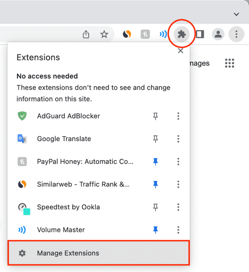 manage the chrome extensions