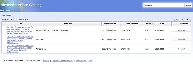 installer les mises à jour kb de Windows via le catalogue Microsoft