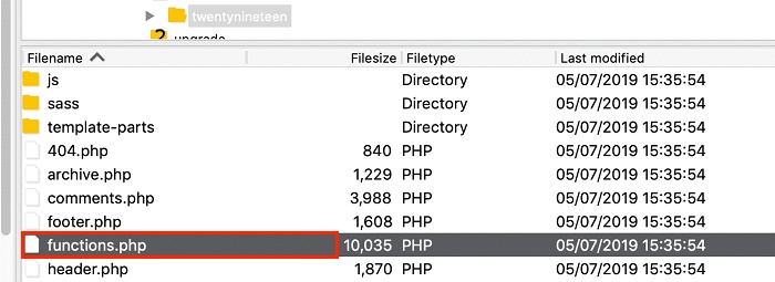 navigate to functions file