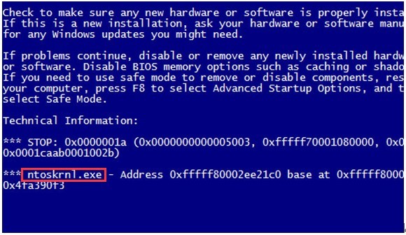 ntoskrnl.exe blue screen vmware