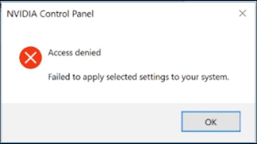 nvidia control panel access denied