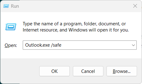 open outlook in safe mode