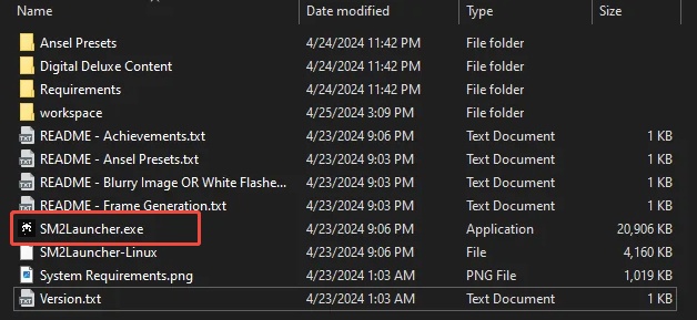 open sm2launcher executable from workshop file