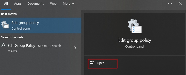 open the edit group policy