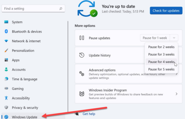 Mettez en pause ou annulez la mise à jour automatique de Windows 11 24H2