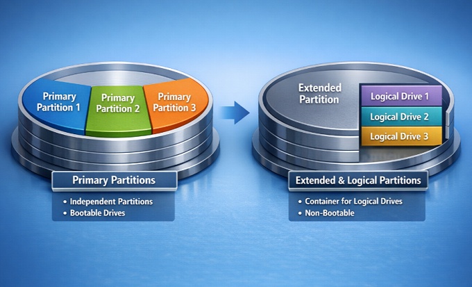primary vs logical partition