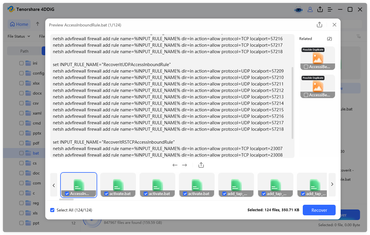 recover the bat files with 4ddig