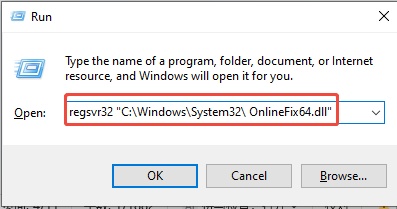 regsvr32 command in run