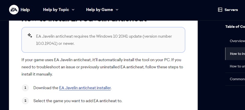 réinstaller EA AntiCheat