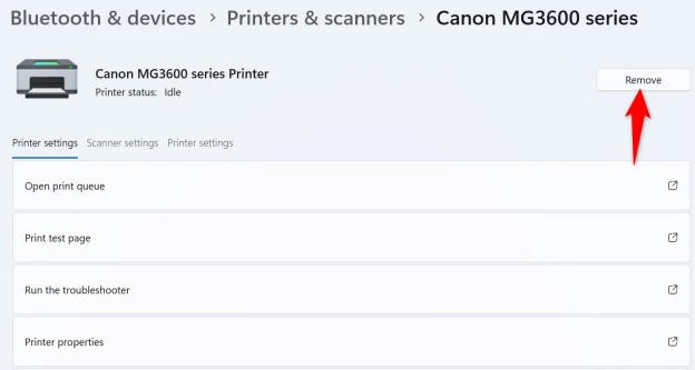 Supprimer l'appareil d'impression