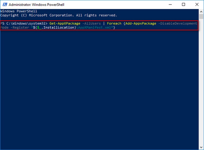 reregister taskbar in powershell