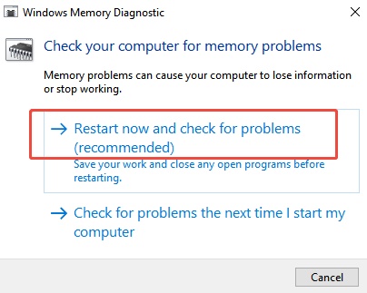 restart now and check for problems