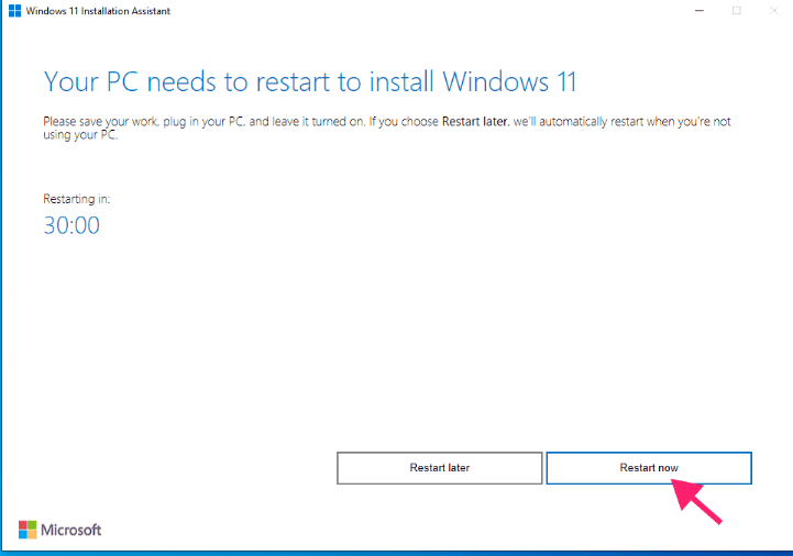 restart now