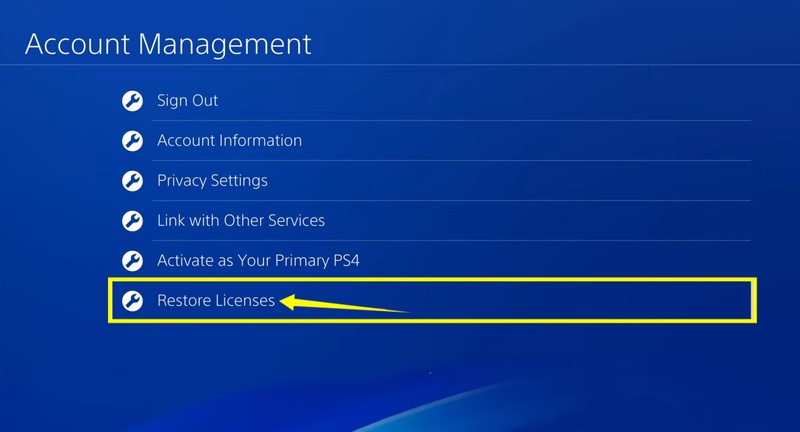 restore licenses in account management