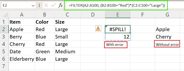 return single value in excel