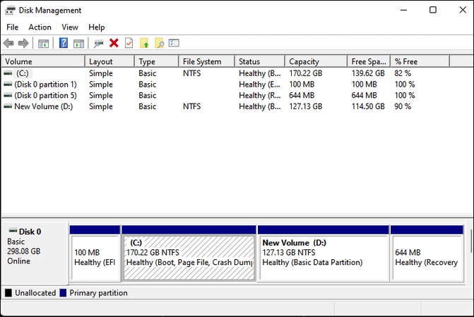 디스크 관리에서 상태 확인 및 예방 조치 취하기