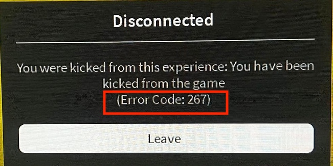 roblox error 267