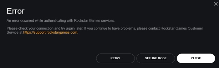 rockstar games launcher error