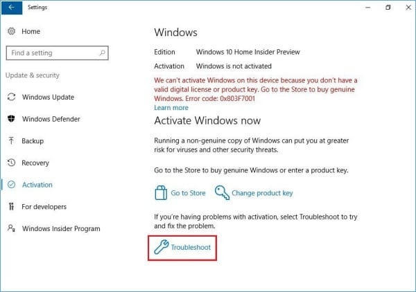 run activation troubleshooter