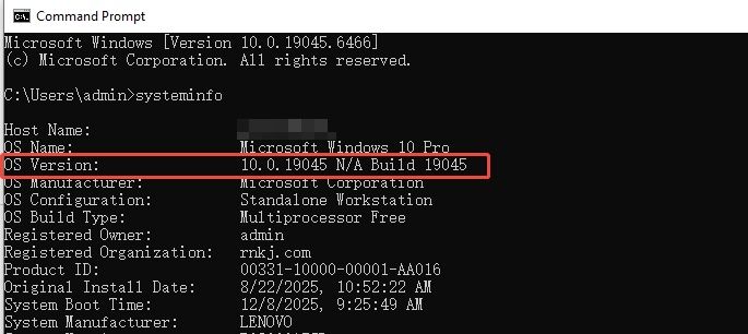 run cmd viewing windows version