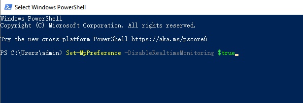 run command to stop windows defender