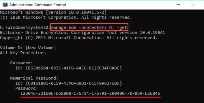 run commd to get protector id