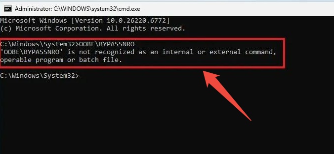 run oobe bypassnro command