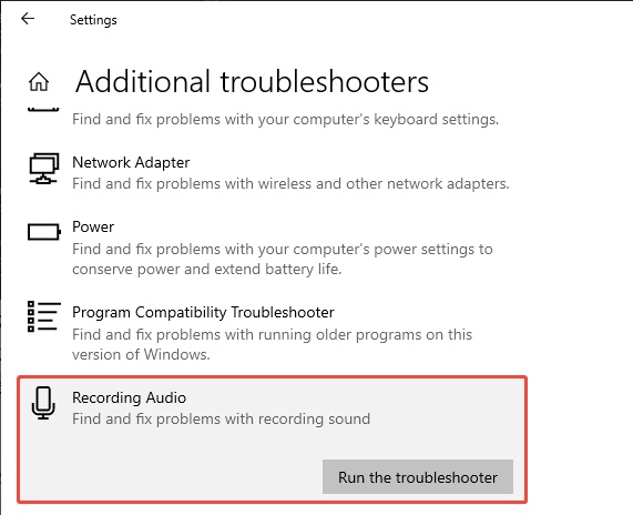 run recording  audio troubleshooters