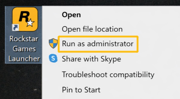 run rockstar as administrator