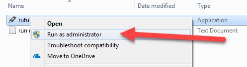 run rufus as administrator