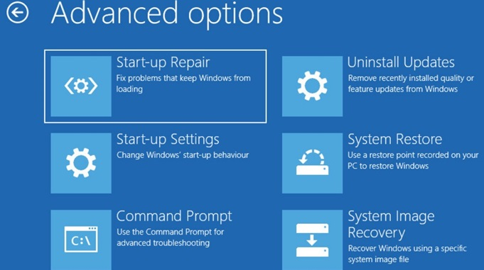 run startup repair under winre