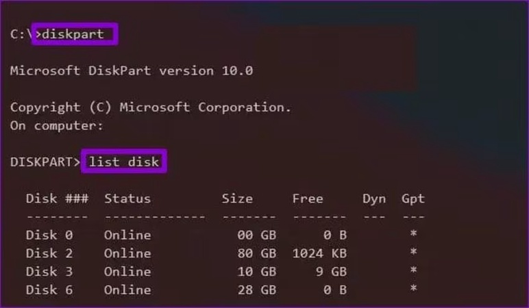 run the command to reformat drive